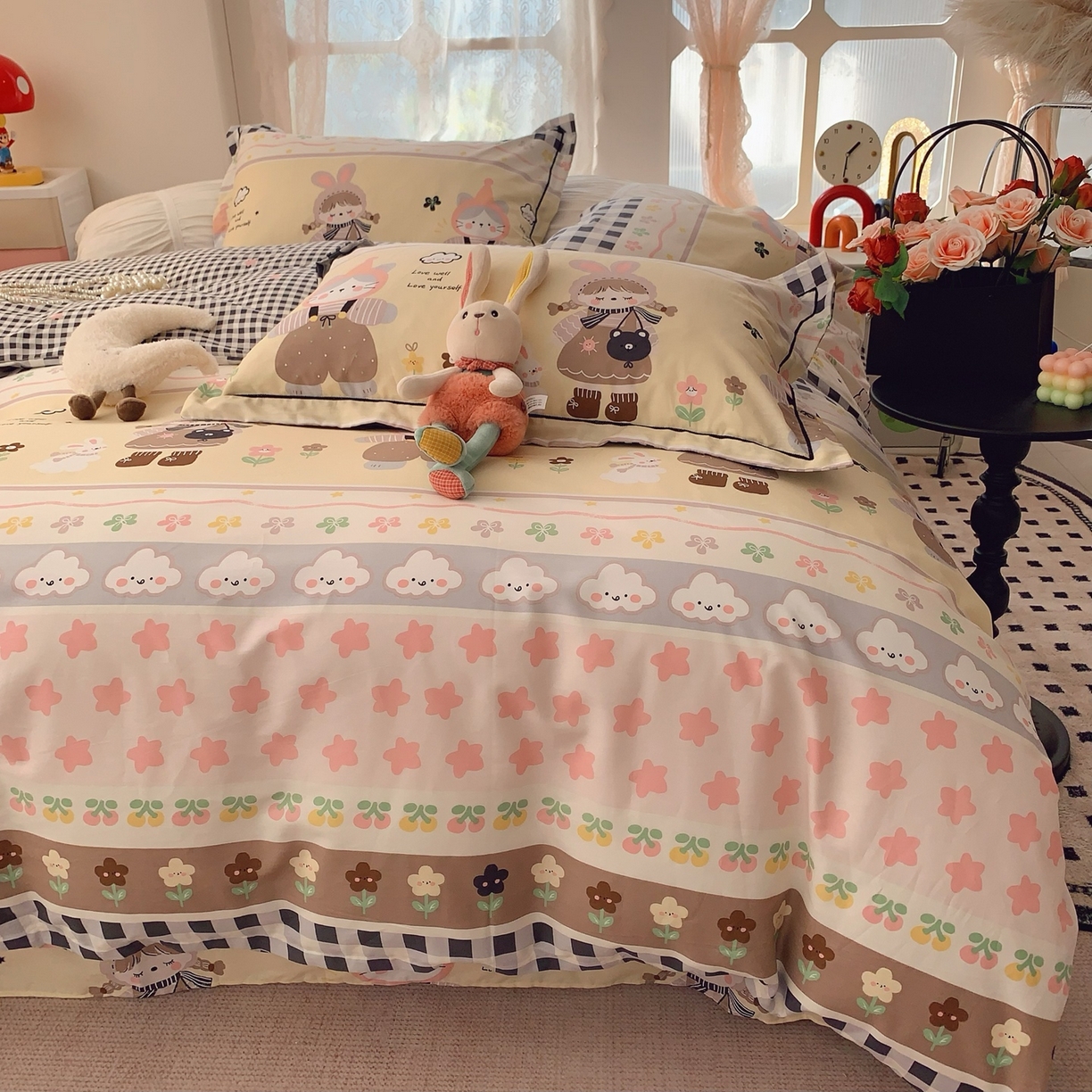 91家纺网 家纺一手货源 找家纺 （总）奈萝家纺 2025新款全棉纯棉小清新印花四件套-第一波