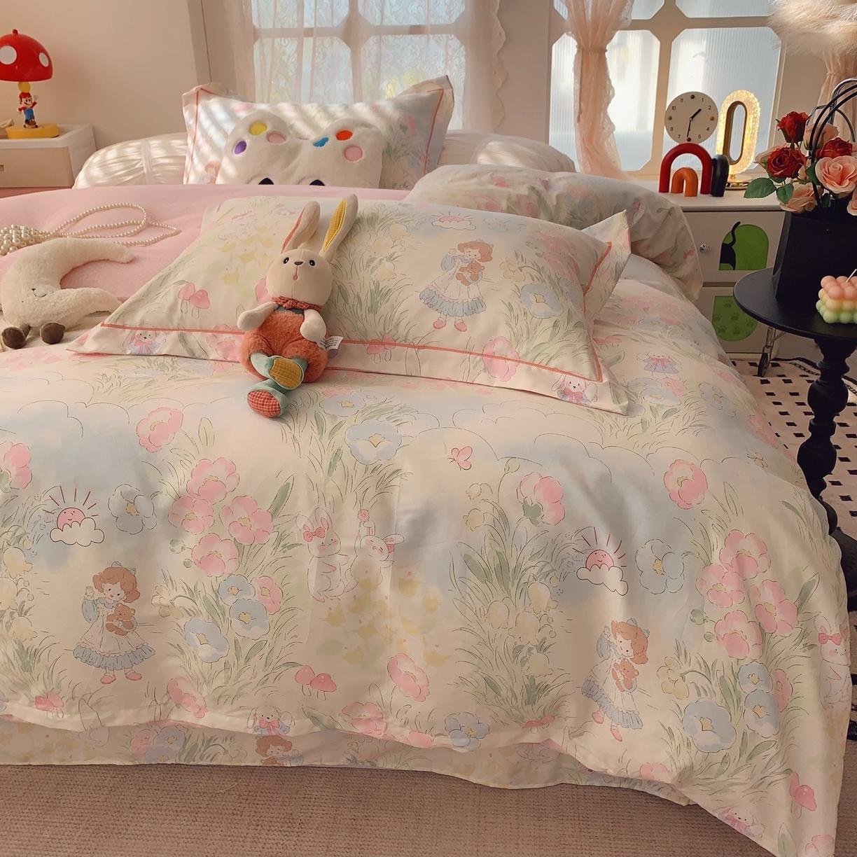 91家纺网 家纺一手货源 找家纺 （总）奈萝家纺 2025新款全棉纯棉小清新印花四件套-第一波