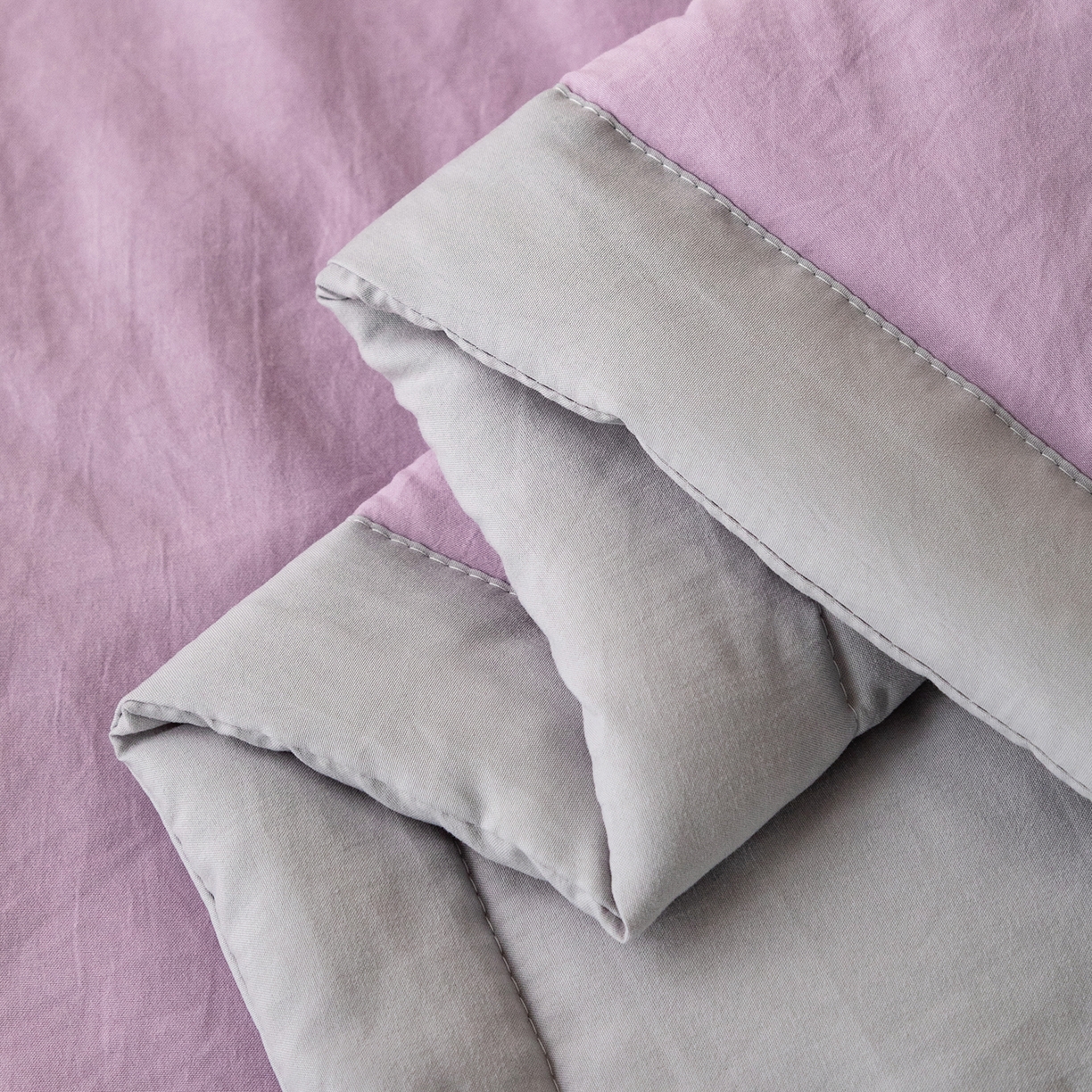 91家纺网 家纺一手货源 找家纺 安琪家纺 2026春夏新款A类新疆棉花纯色撞色双拼夏被夏凉被空调被 双拼-紫灰