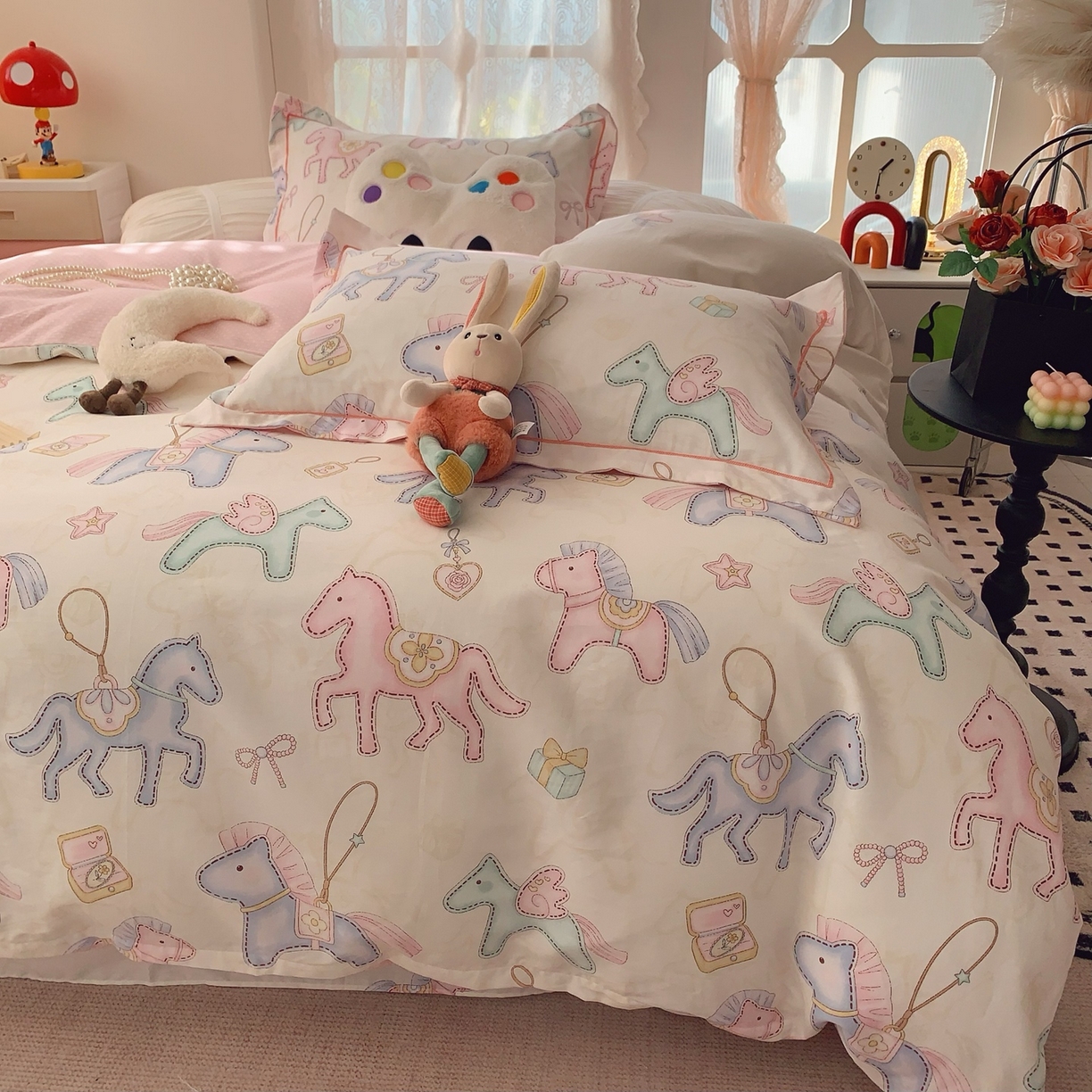 奈萝家纺 2025新款全棉纯棉小清新印花四件套-第一波 飞马城堡