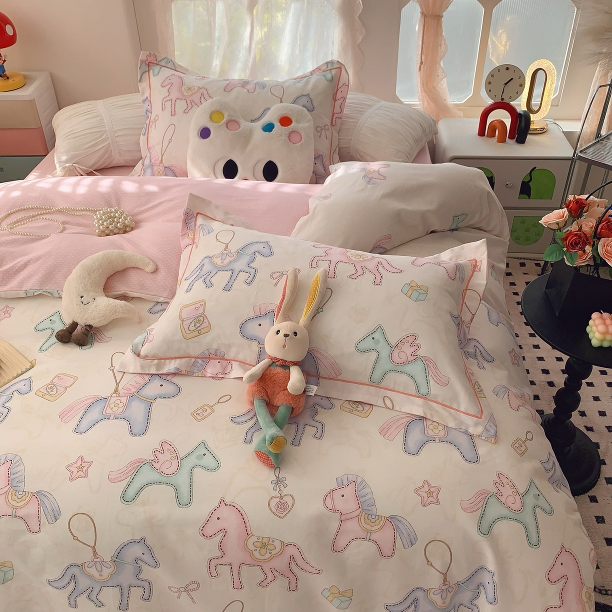 91家纺网 家纺一手货源 找家纺 奈萝家纺 2025新款全棉纯棉小清新印花四件套-第一波 飞马城堡