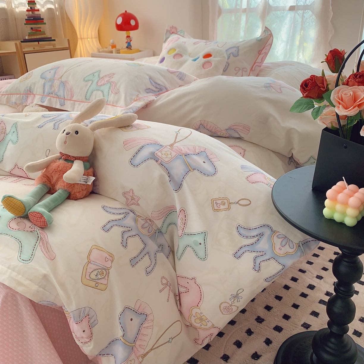 91家纺网 家纺一手货源 找家纺 奈萝家纺 2025新款全棉纯棉小清新印花四件套-第一波 飞马城堡