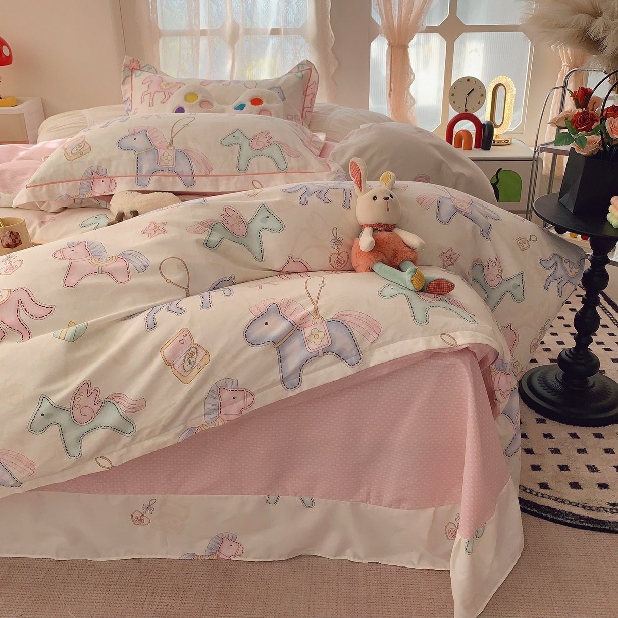 91家纺网 家纺一手货源 找家纺 奈萝家纺 2025新款全棉纯棉小清新印花四件套-第一波 飞马城堡