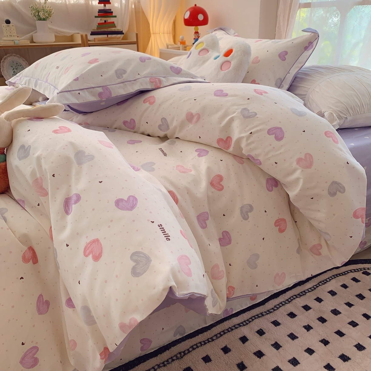 91家纺网 家纺一手货源 找家纺 奈萝家纺 2025新款全棉纯棉小清新印花四件套-第一波 浪漫满屋