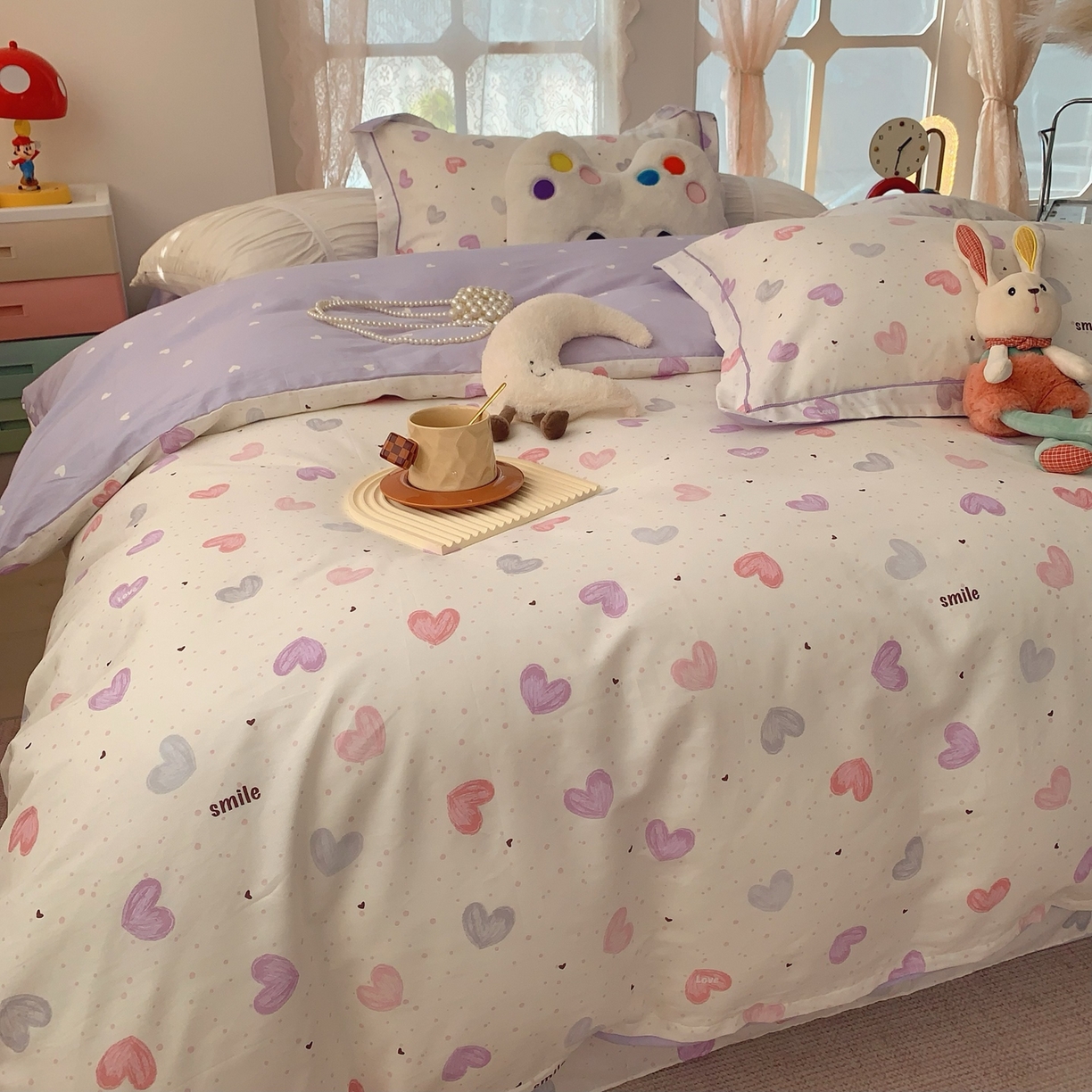 91家纺网 家纺一手货源 找家纺 奈萝家纺 2025新款全棉纯棉小清新印花四件套-第一波 浪漫满屋