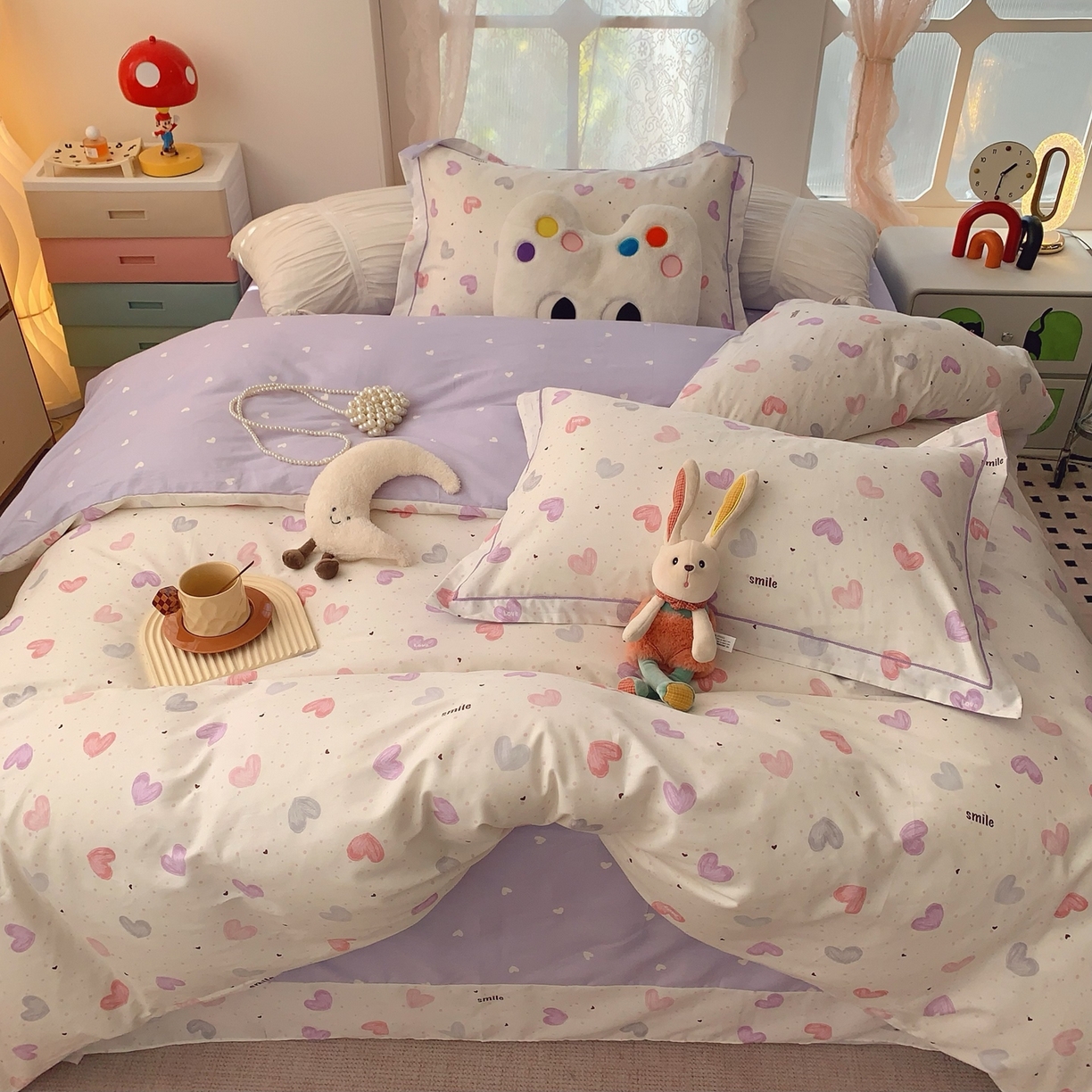 91家纺网 家纺一手货源 找家纺 奈萝家纺 2025新款全棉纯棉小清新印花四件套-第一波 浪漫满屋