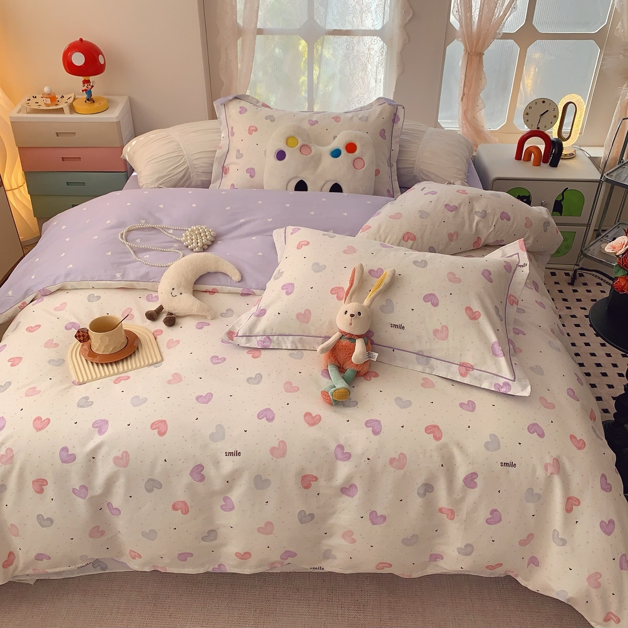 91家纺网 家纺一手货源 找家纺 奈萝家纺 2025新款全棉纯棉小清新印花四件套-第一波 浪漫满屋