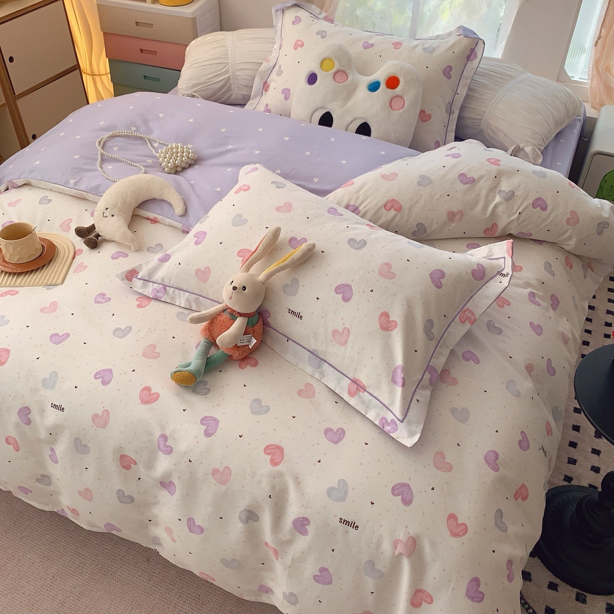 91家纺网 家纺一手货源 找家纺 奈萝家纺 2025新款全棉纯棉小清新印花四件套-第一波 浪漫满屋