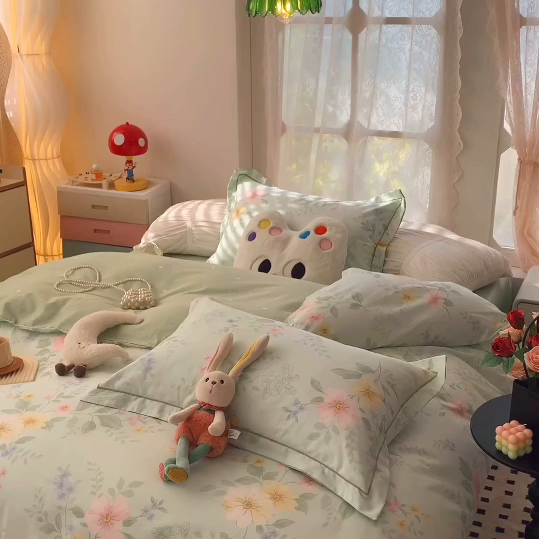 91家纺网 家纺一手货源 找家纺 奈萝家纺 2025新款全棉纯棉小清新印花四件套-第一波 曼城旧事