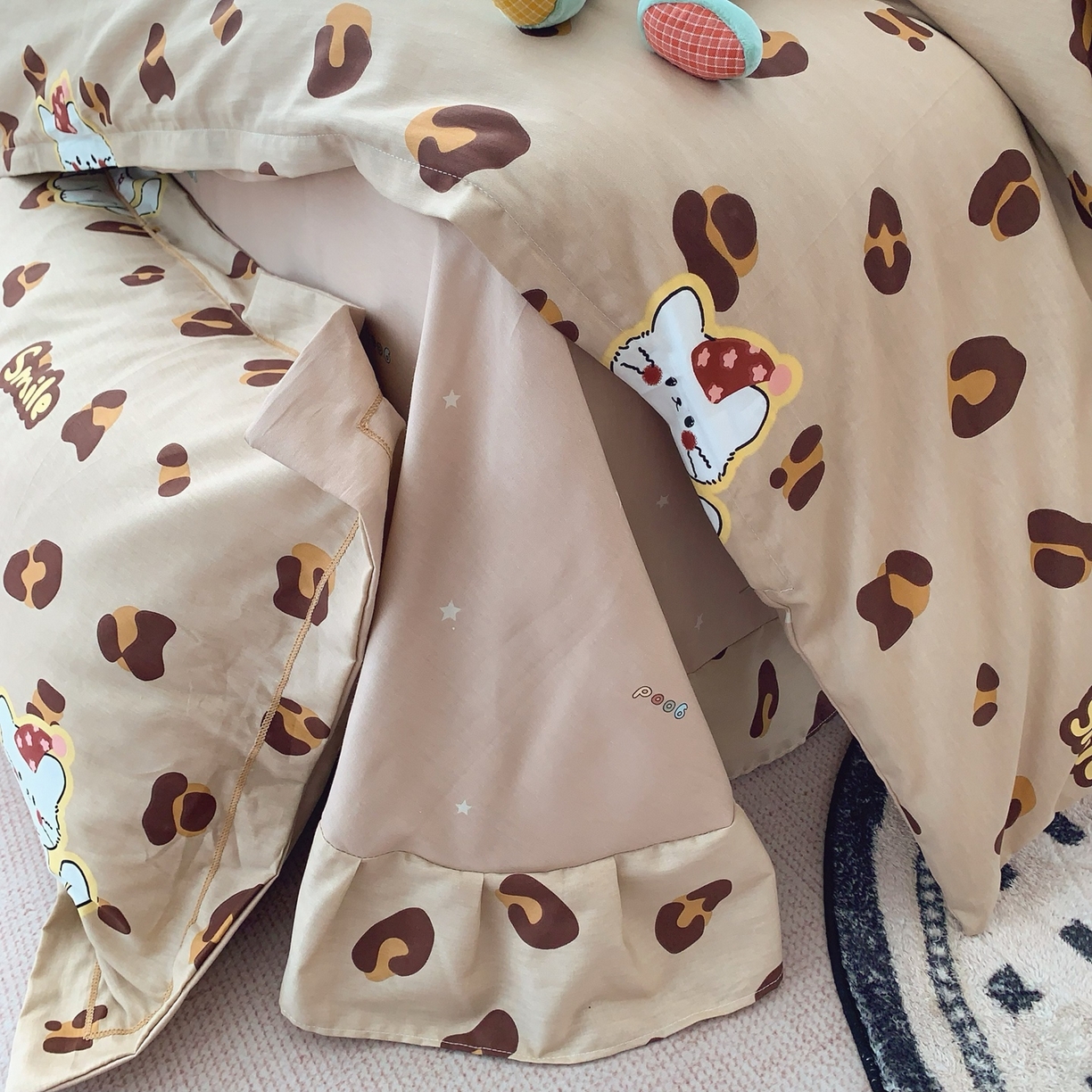 91家纺网 家纺一手货源 找家纺 奈萝家纺 2025新款全棉纯棉小清新印花四件套-第一波 猫咪豹纹咖