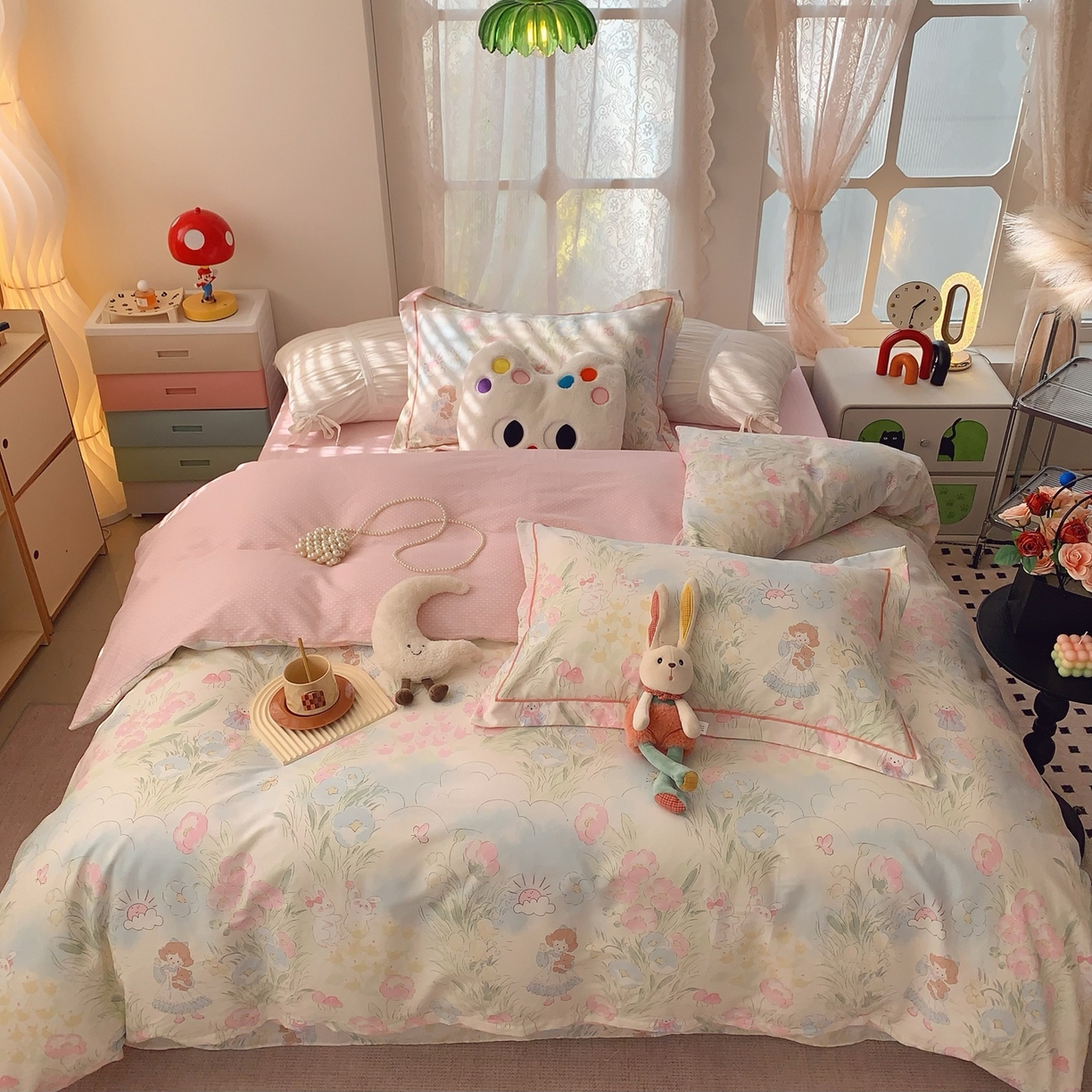 91家纺网 家纺一手货源 找家纺 奈萝家纺 2025新款全棉纯棉小清新印花四件套-第一波 魔恋仙灵