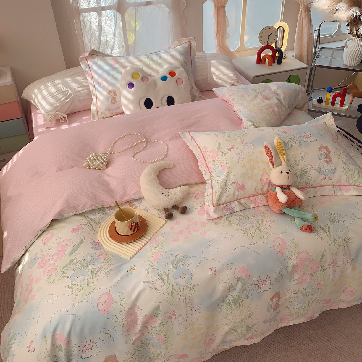 91家纺网 家纺一手货源 找家纺 奈萝家纺 2025新款全棉纯棉小清新印花四件套-第一波 魔恋仙灵