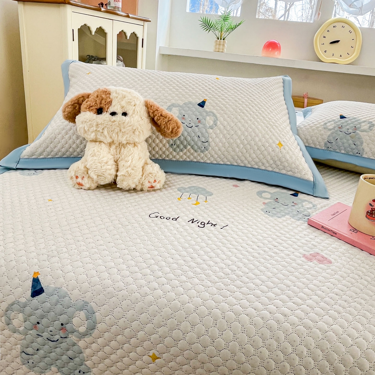 91家纺网 家纺一手货源 找家纺 （总）蓝极人 2026新款小清新冰豆豆数码印花席三明治底席子凉席