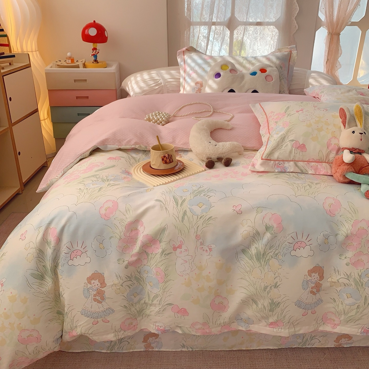 91家纺网 家纺一手货源 找家纺 奈萝家纺 2025新款全棉纯棉小清新印花四件套-第一波 魔恋仙灵