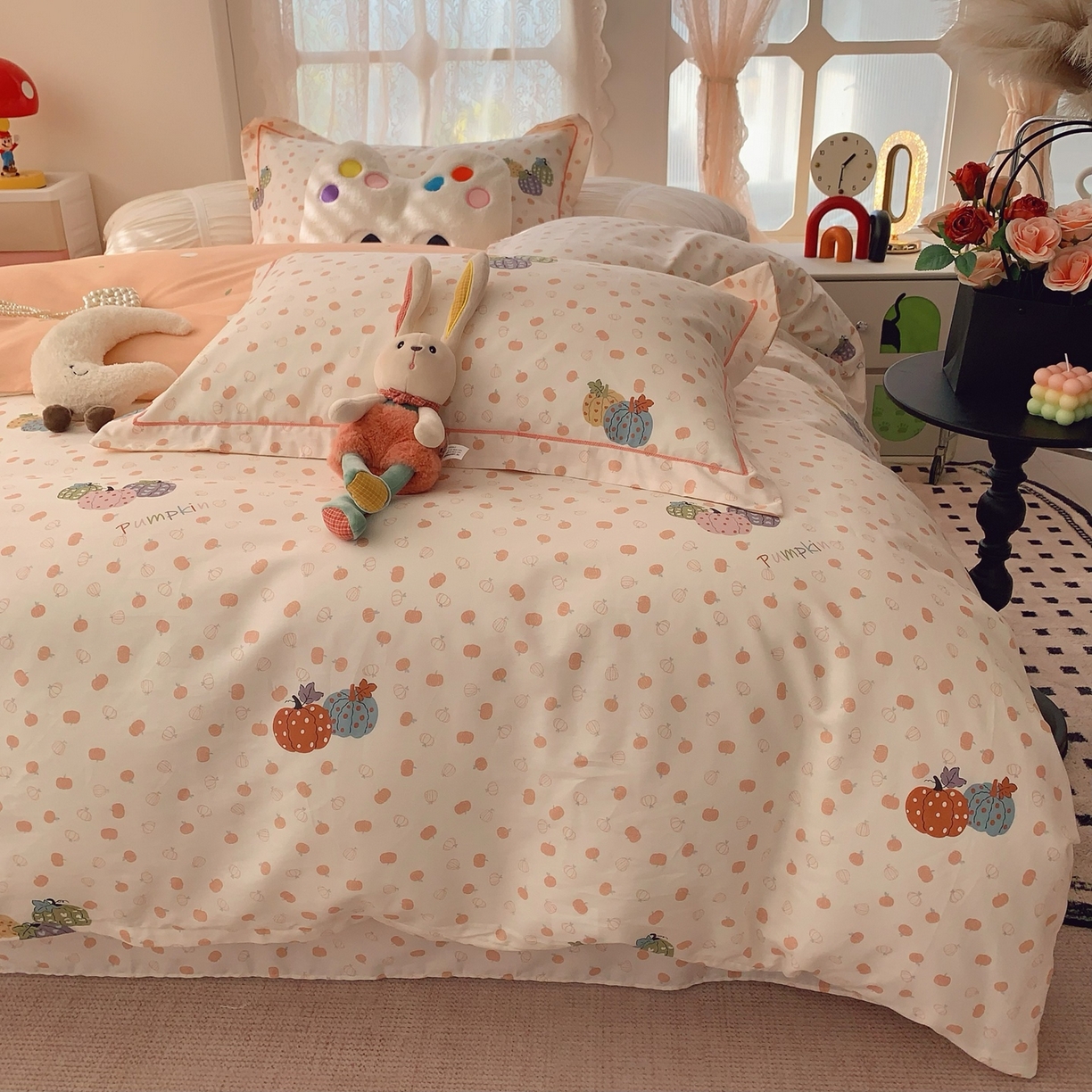 91家纺网 家纺一手货源 找家纺 奈萝家纺 2025新款全棉纯棉小清新印花四件套-第一波 南瓜舞会