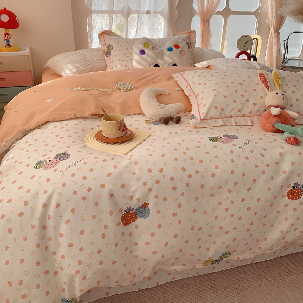 91家纺网 家纺一手货源 找家纺 奈萝家纺 2025新款全棉纯棉小清新印花四件套-第一波 南瓜舞会