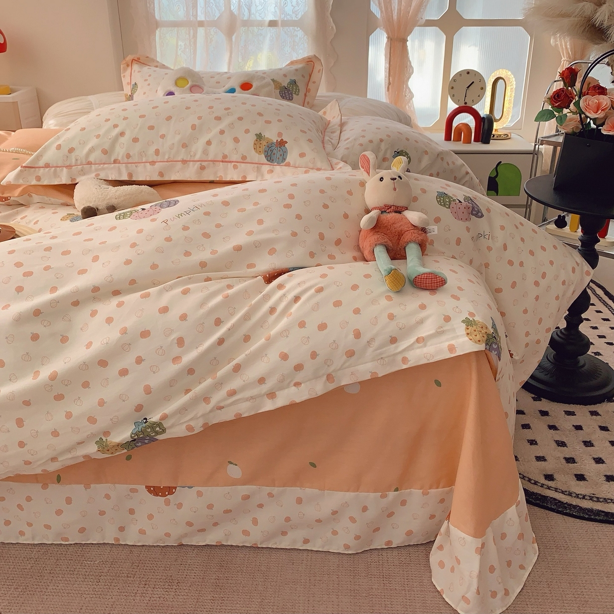 91家纺网 家纺一手货源 找家纺 奈萝家纺 2025新款全棉纯棉小清新印花四件套-第一波 南瓜舞会