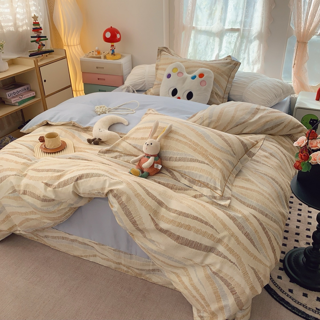 91家纺网 家纺一手货源 找家纺 奈萝家纺 2025新款全棉纯棉小清新印花四件套-第一波 曲线