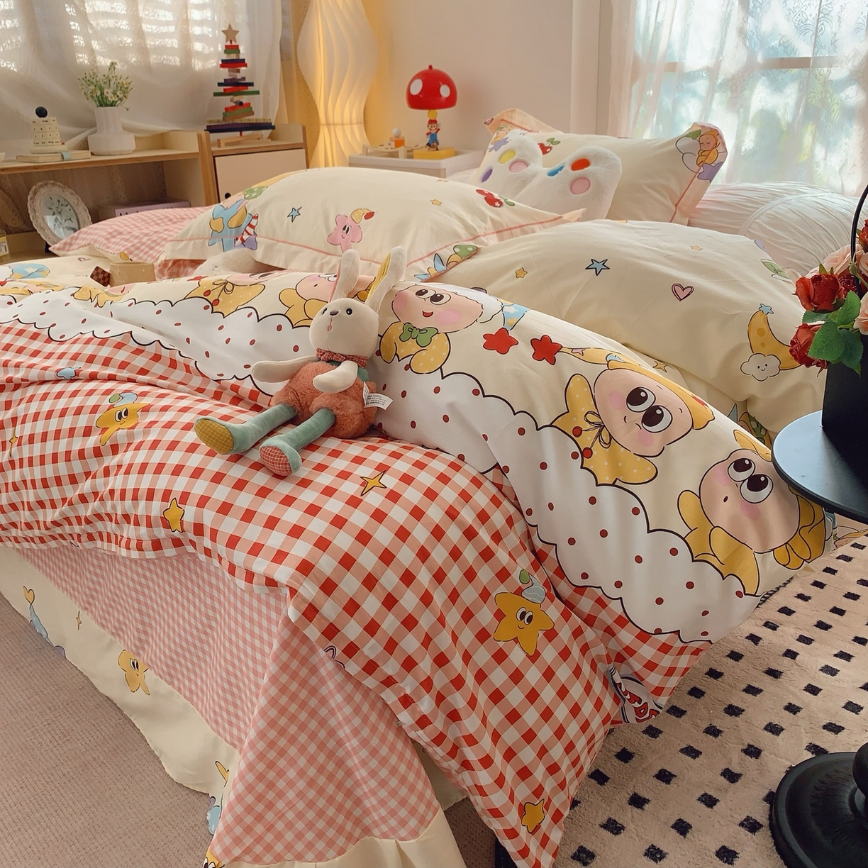 91家纺网 家纺一手货源 找家纺 奈萝家纺 2025新款全棉纯棉小清新印花四件套-第一波 圣诞星