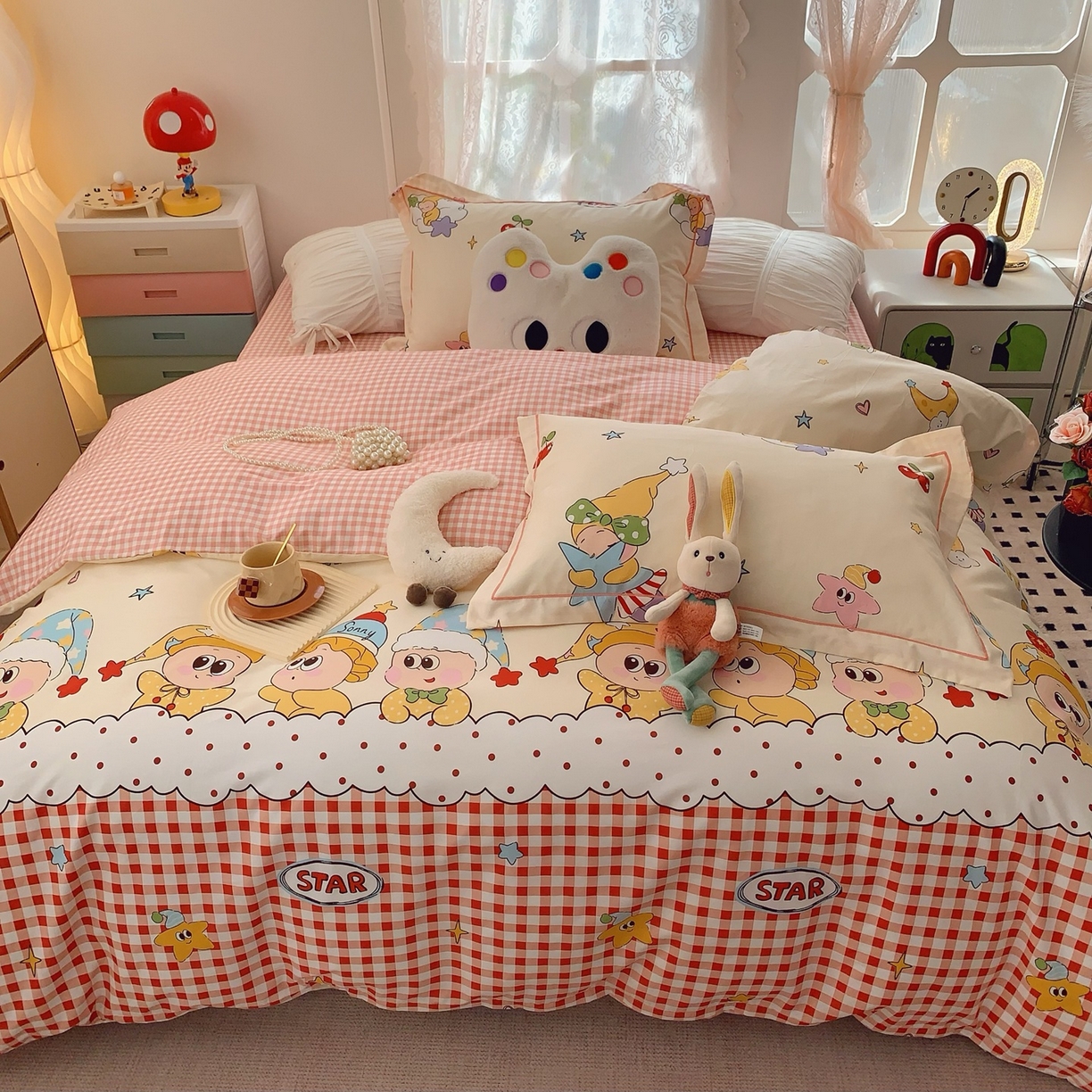 91家纺网 家纺一手货源 找家纺 奈萝家纺 2025新款全棉纯棉小清新印花四件套-第一波 圣诞星