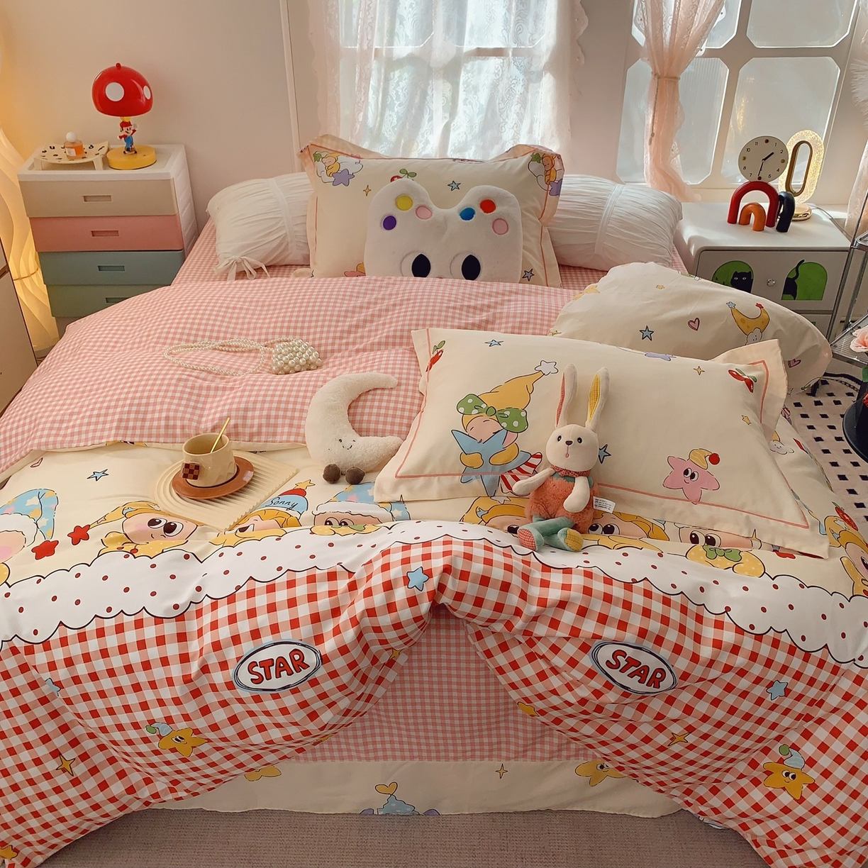 91家纺网 家纺一手货源 找家纺 奈萝家纺 2025新款全棉纯棉小清新印花四件套-第一波 圣诞星