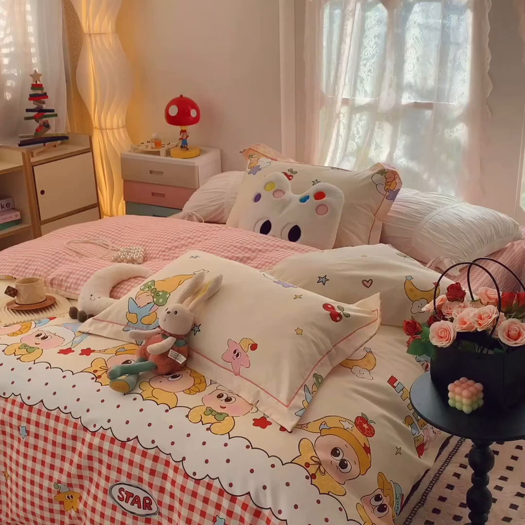 91家纺网 家纺一手货源 找家纺 奈萝家纺 2025新款全棉纯棉小清新印花四件套-第一波 圣诞星