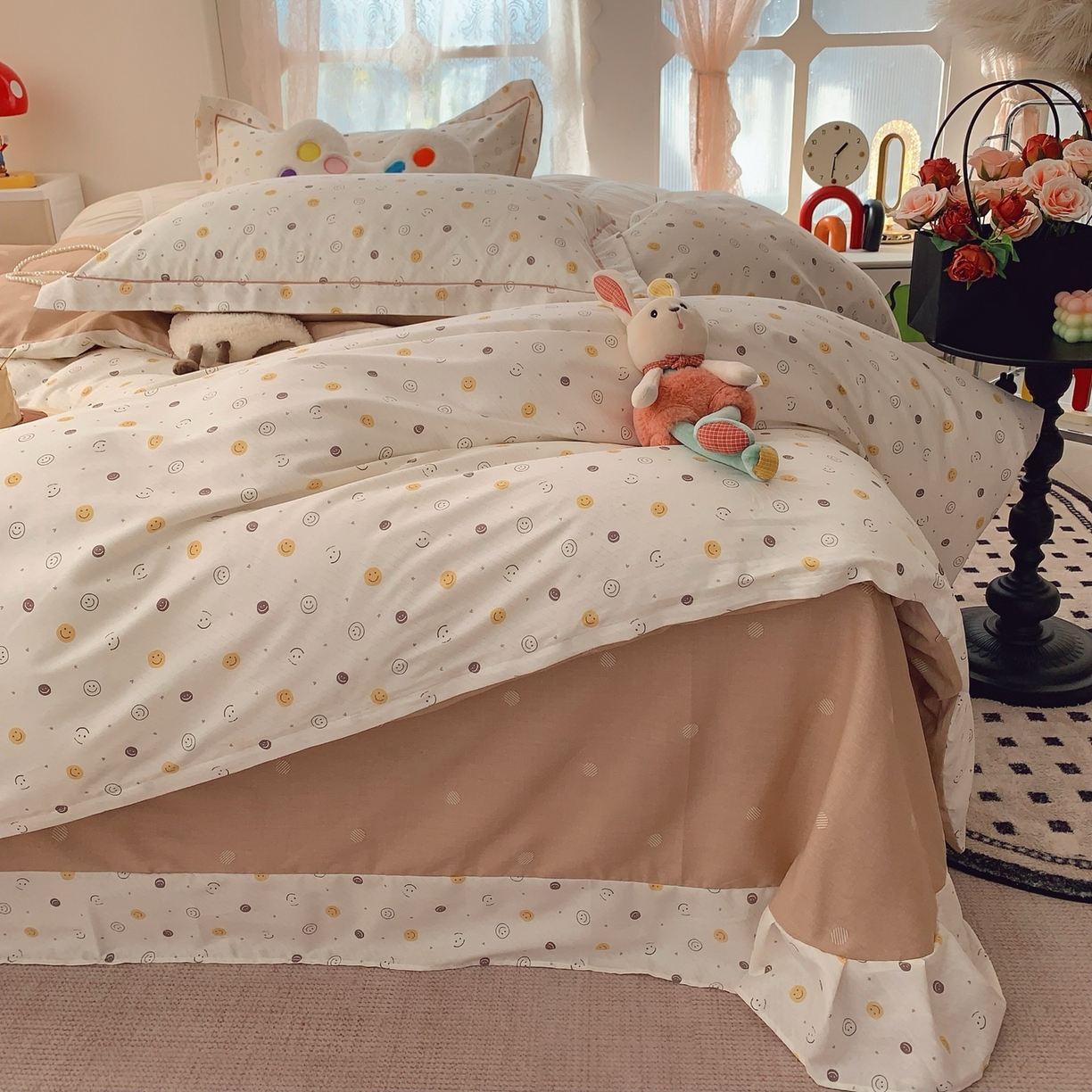 91家纺网 家纺一手货源 找家纺 奈萝家纺 2025新款全棉纯棉小清新印花四件套-第一波 微笑百事达