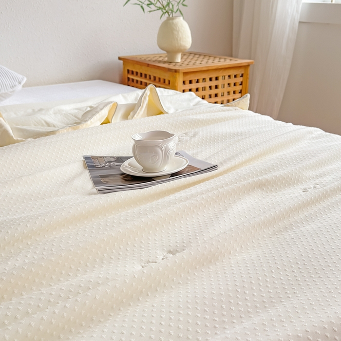 91家纺网 家纺一手货源 找家纺 六合家纺 2026新款A类贡缎提花星空点夏被 星空点-米黄