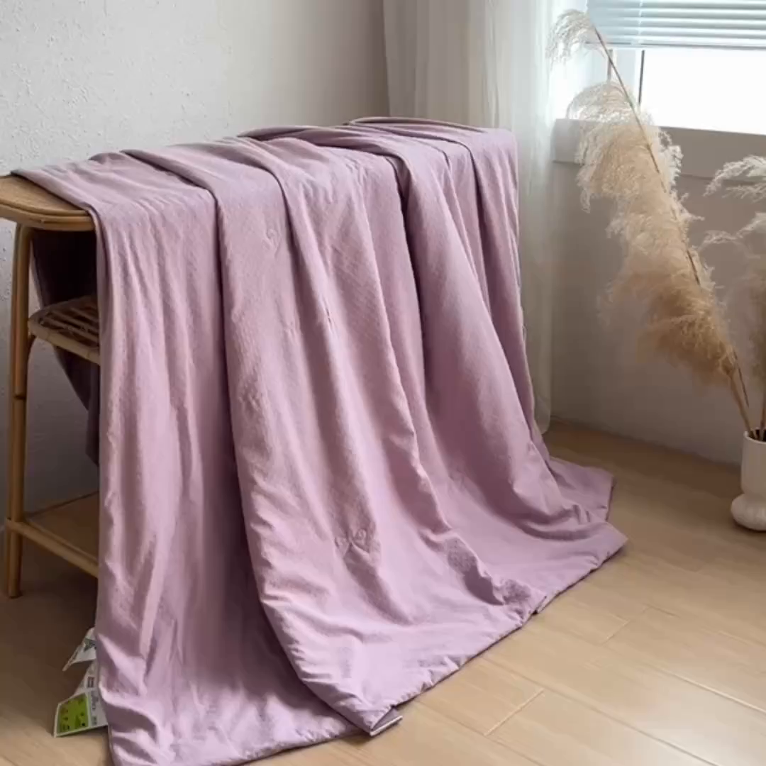 91家纺网 家纺一手货源 找家纺 六合家纺 2026新款A类贡缎提花星空点夏被 星空点-紫