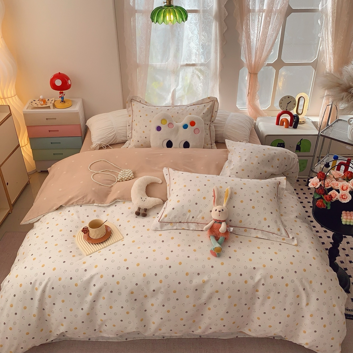 91家纺网 家纺一手货源 找家纺 奈萝家纺 2025新款全棉纯棉小清新印花四件套-第一波 微笑百事达