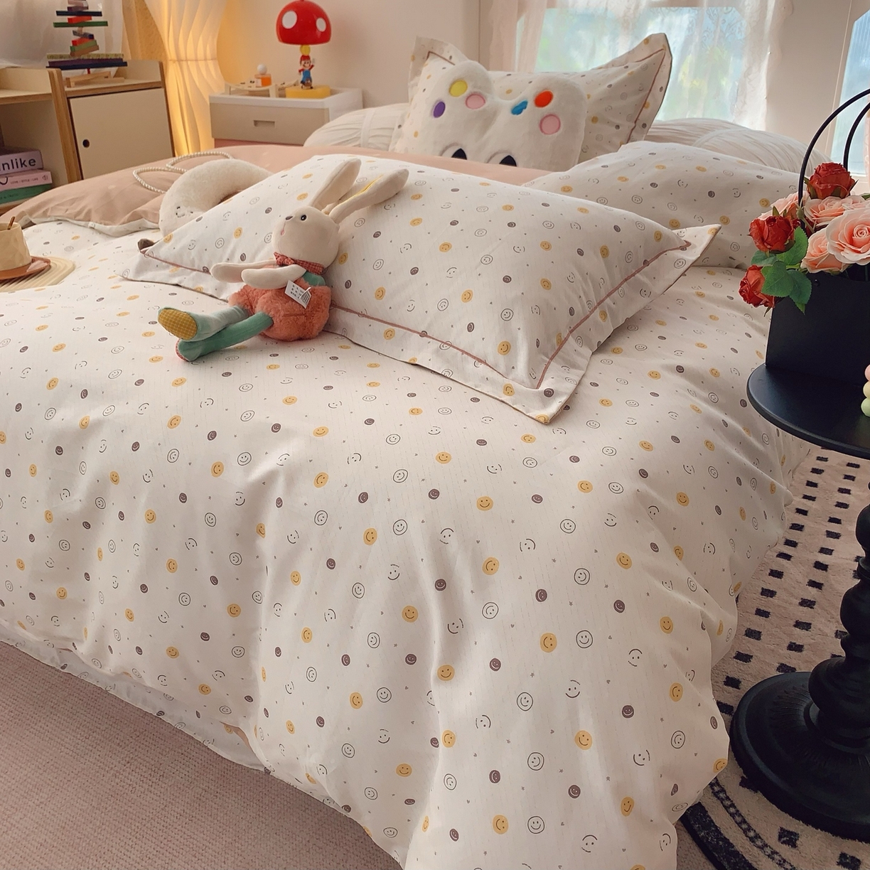 91家纺网 家纺一手货源 找家纺 奈萝家纺 2025新款全棉纯棉小清新印花四件套-第一波 微笑百事达