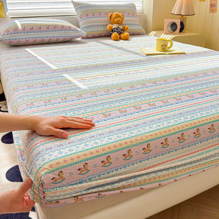 91家纺网 家纺一手货源 找家纺 （总）梵朴 2026新款A类泡芙棉云感木棉邹邹纱双层纱床笠三件套