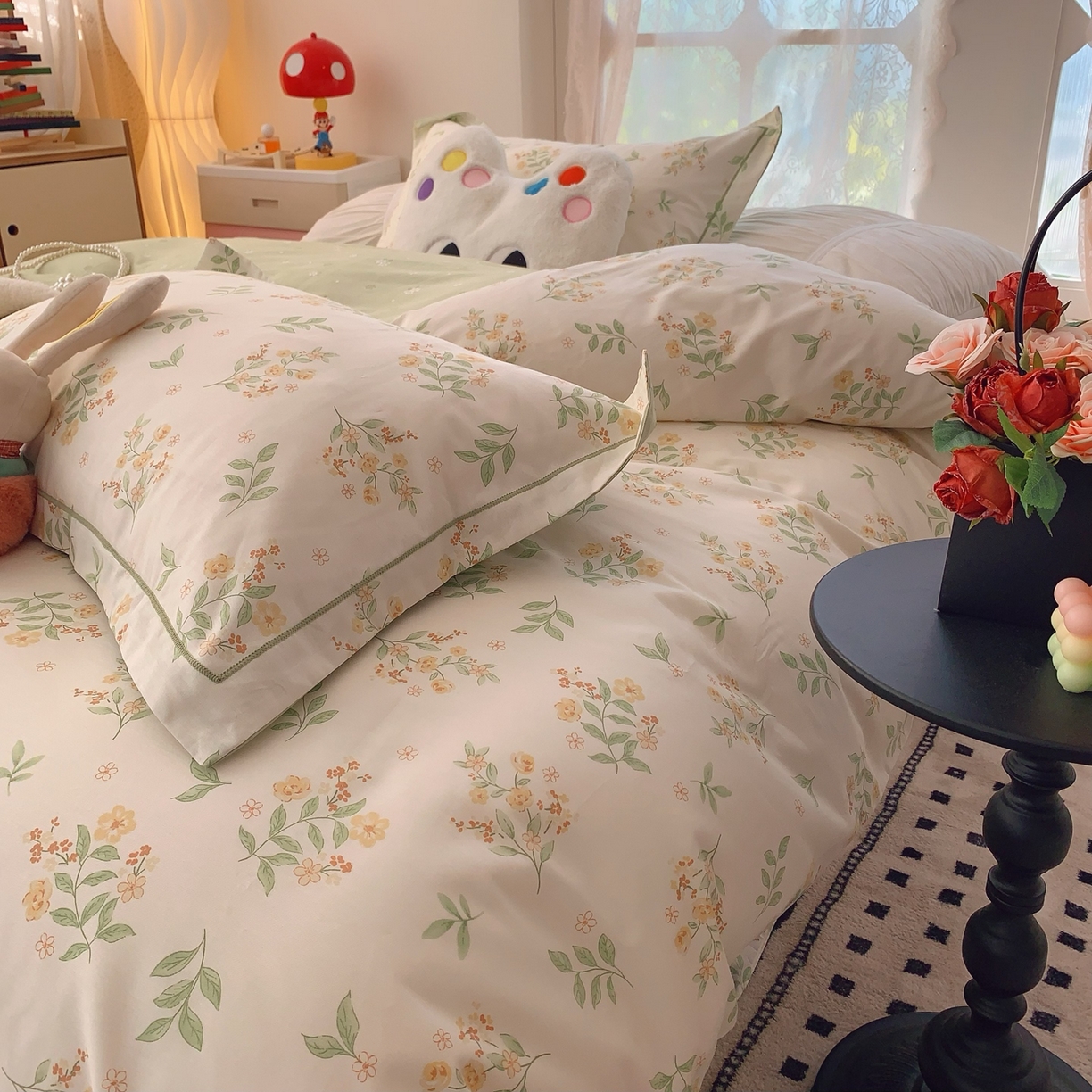 91家纺网 家纺一手货源 找家纺 奈萝家纺 2025新款全棉纯棉小清新印花四件套-第一波 夏花