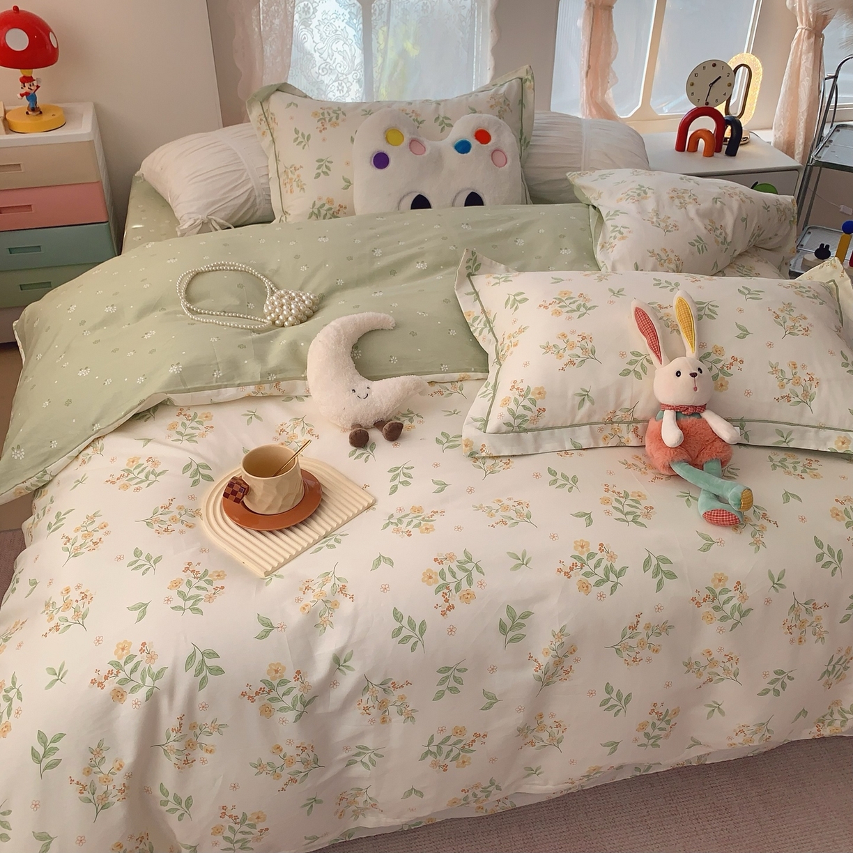 91家纺网 家纺一手货源 找家纺 奈萝家纺 2025新款全棉纯棉小清新印花四件套-第一波 夏花