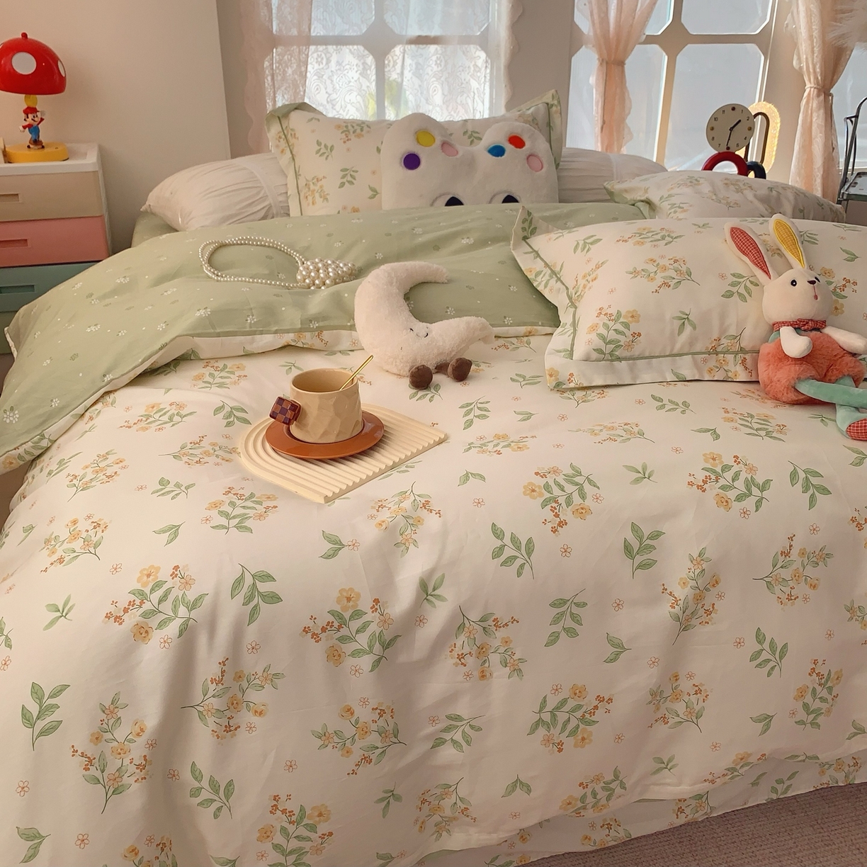 91家纺网 家纺一手货源 找家纺 奈萝家纺 2025新款全棉纯棉小清新印花四件套-第一波 夏花