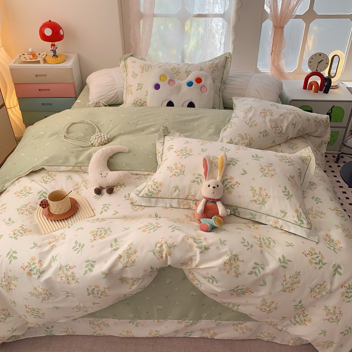 91家纺网 家纺一手货源 找家纺 奈萝家纺 2025新款全棉纯棉小清新印花四件套-第一波 夏花