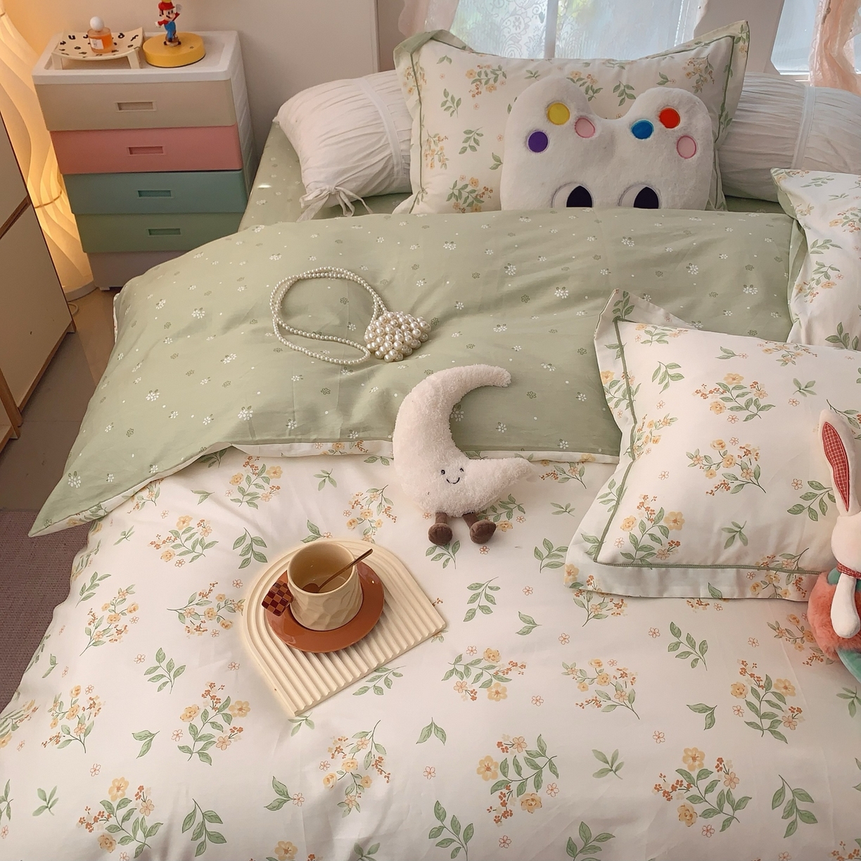 91家纺网 家纺一手货源 找家纺 奈萝家纺 2025新款全棉纯棉小清新印花四件套-第一波 夏花