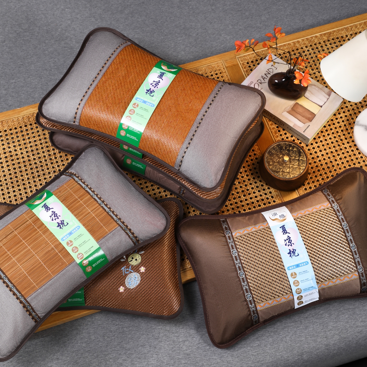 91家纺网 家纺一手货源 找家纺 芯洲  2026年新款夏季冰凉清爽藤席凉席荞麦枕头枕芯 凉感冰藤枕