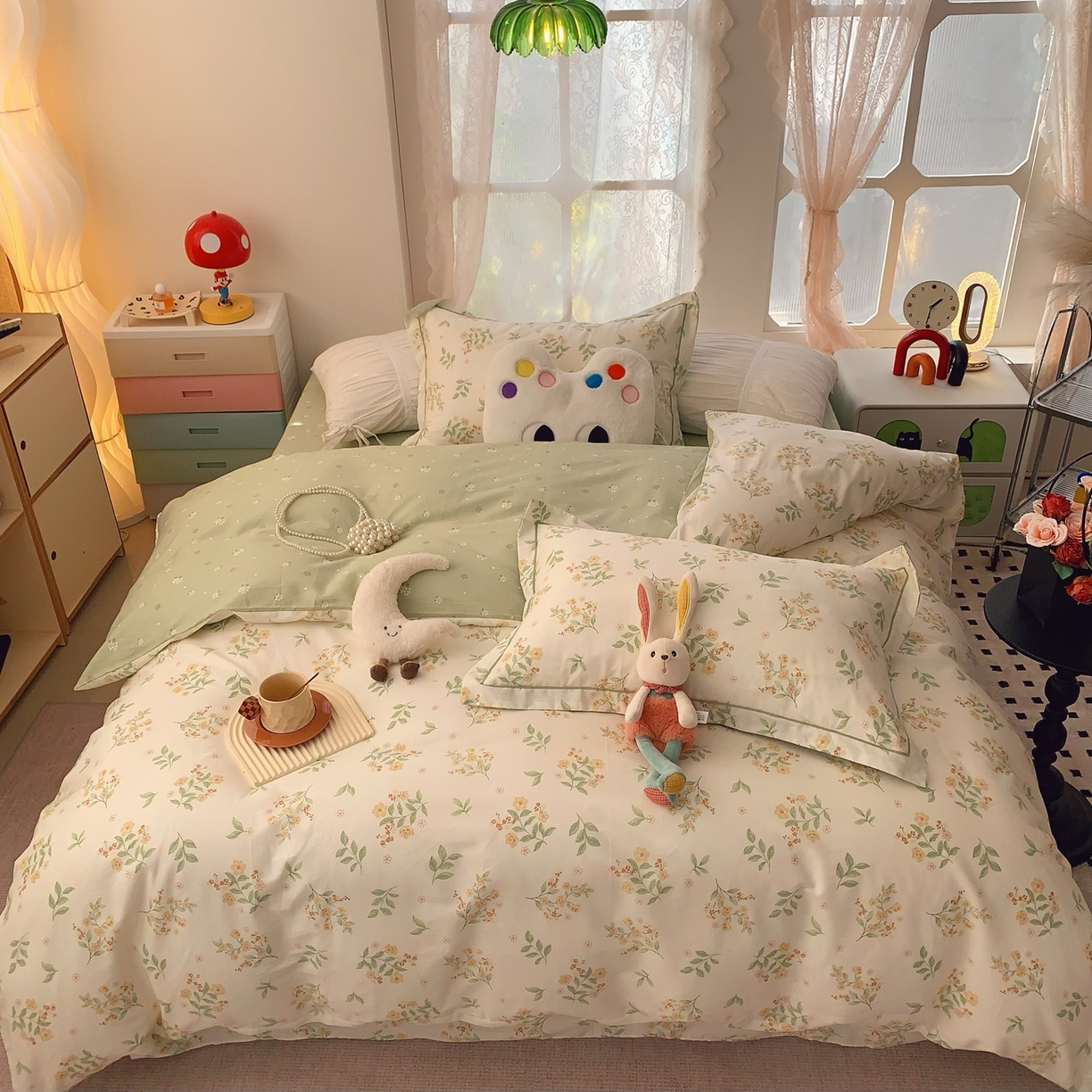 91家纺网 家纺一手货源 找家纺 奈萝家纺 2025新款全棉纯棉小清新印花四件套-第一波 夏花