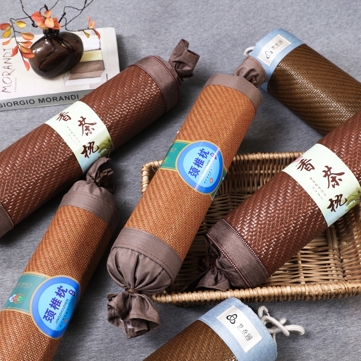 91家纺网 家纺一手货源 找家纺 芯洲  2026新款夏季冰凉清爽藤席凉席颈椎荞麦枕 素藤小号 38x11cm