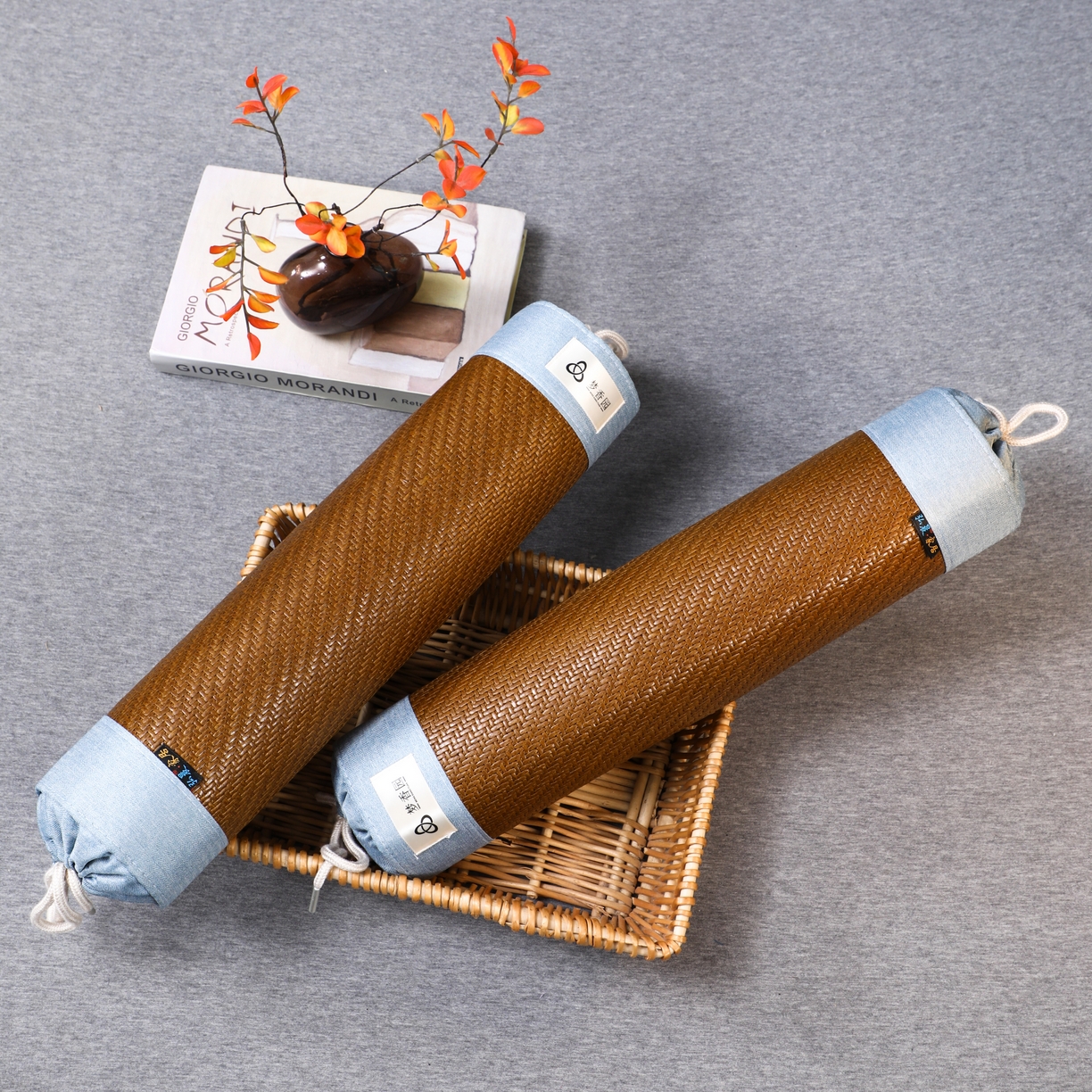 芯洲  2026新款夏季冰凉清爽藤席凉席颈椎荞麦枕 蓝色冰藤大 48x11cm