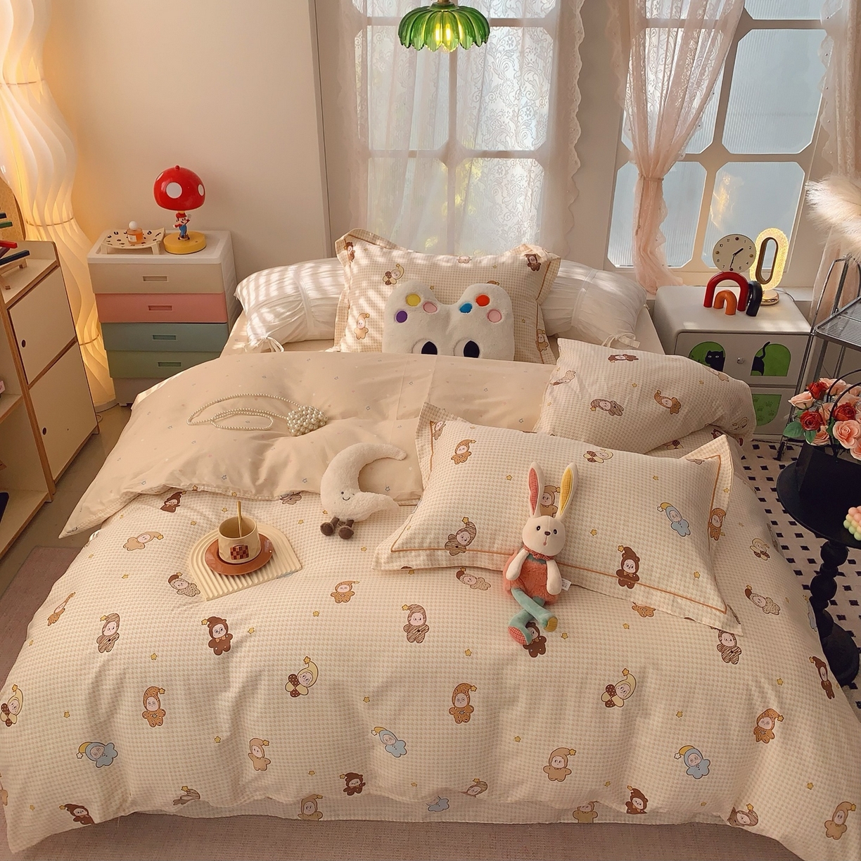 91家纺网 家纺一手货源 找家纺 奈萝家纺 2025新款全棉纯棉小清新印花四件套-第一波 小魔仙黄