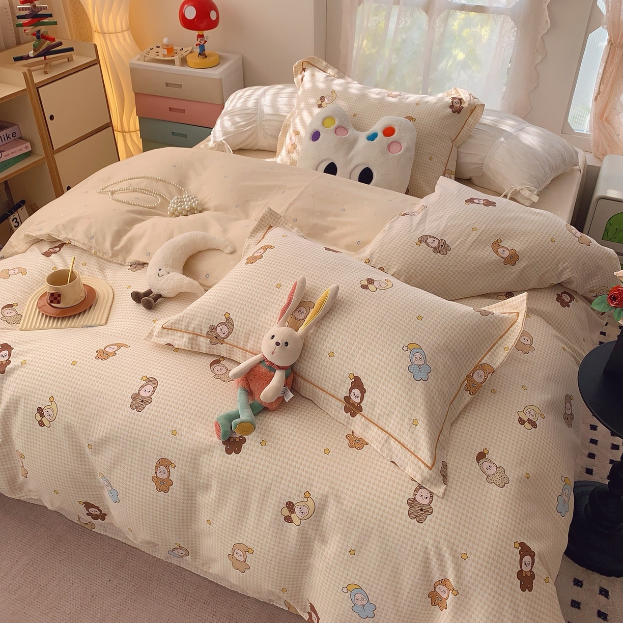 91家纺网 家纺一手货源 找家纺 奈萝家纺 2025新款全棉纯棉小清新印花四件套-第一波 小魔仙黄