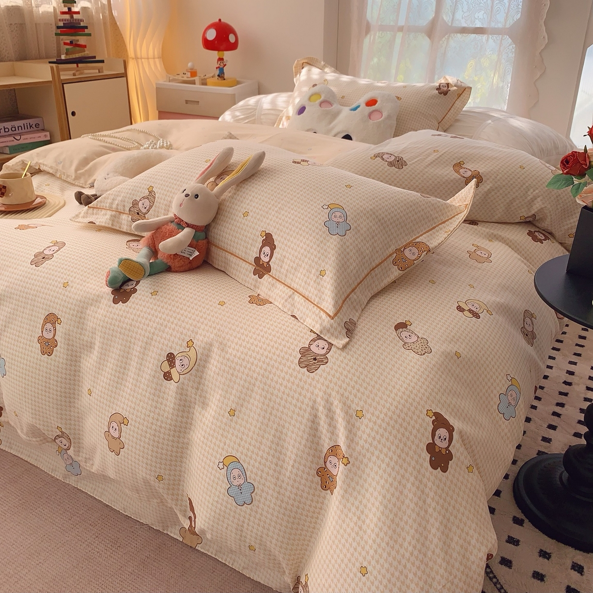 91家纺网 家纺一手货源 找家纺 奈萝家纺 2025新款全棉纯棉小清新印花四件套-第一波 小魔仙黄