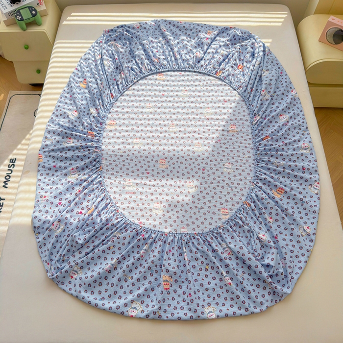 91家纺网 家纺一手货源 找家纺 梵朴 2026新款A类泡芙棉云感木棉邹邹纱双层纱床笠三件套 豹纹泡芙狗