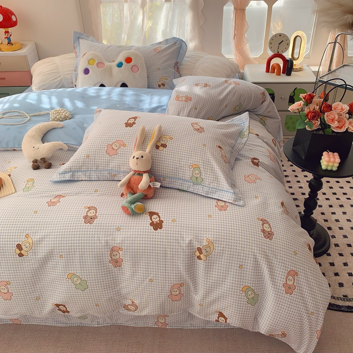 91家纺网 家纺一手货源 找家纺 奈萝家纺 2025新款全棉纯棉小清新印花四件套-第一波 小魔仙蓝