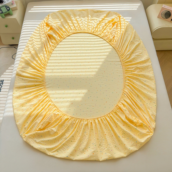 91家纺网 家纺一手货源 找家纺 梵朴 2026新款A类泡芙棉云感木棉邹邹纱双层纱床笠三件套 璀璨星空