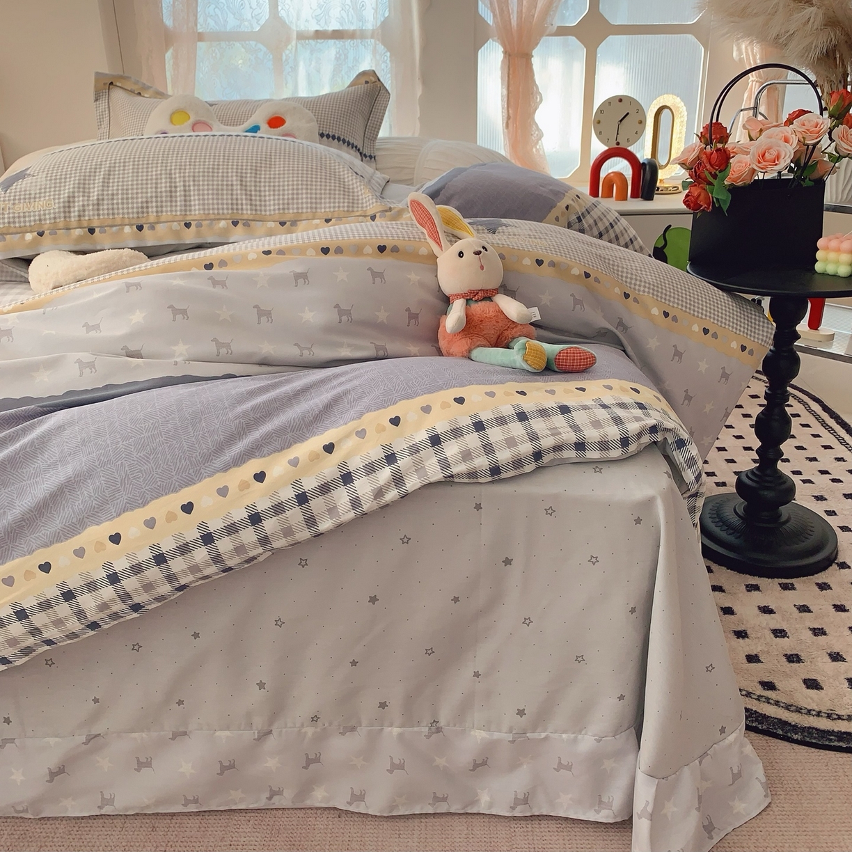 91家纺网 家纺一手货源 找家纺 奈萝家纺 2025新款全棉纯棉小清新印花四件套-第一波 星空物语