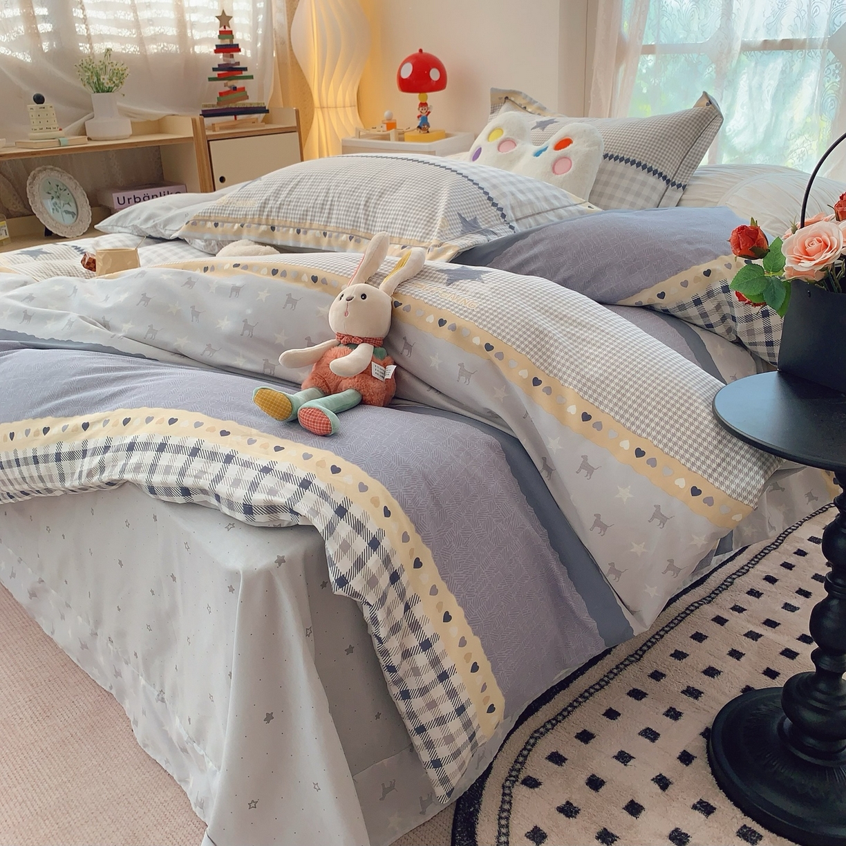 91家纺网 家纺一手货源 找家纺 奈萝家纺 2025新款全棉纯棉小清新印花四件套-第一波 星空物语