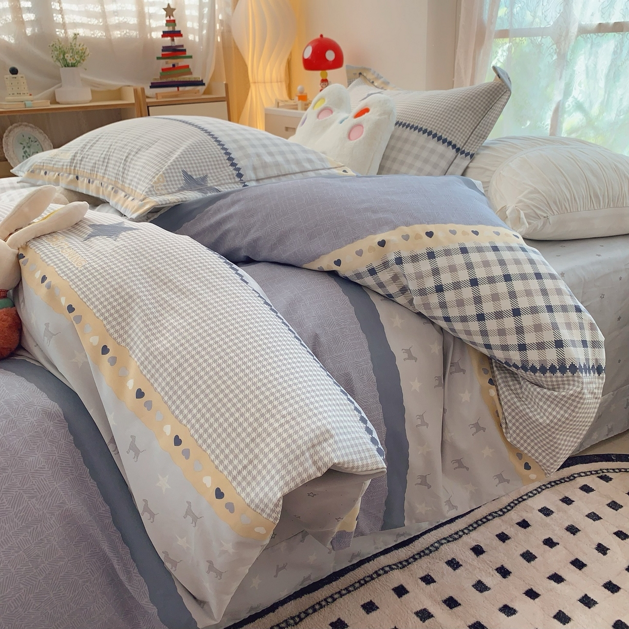 91家纺网 家纺一手货源 找家纺 奈萝家纺 2025新款全棉纯棉小清新印花四件套-第一波 星空物语